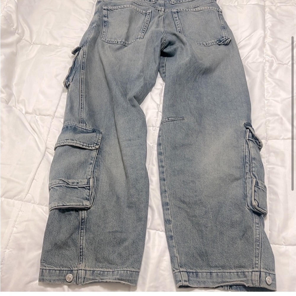 Zara Light Blue Cargo Pants Relaxed Fit Denim bloggers favorite cargo pants - Picture 2 of 4
